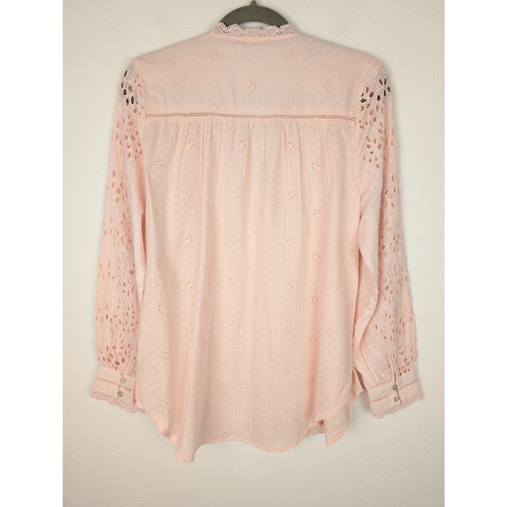 Sundance Valeria Top Blouse Eyelet Lace Bohemian Western Blush Pink Size L - Picture 5 of 12
